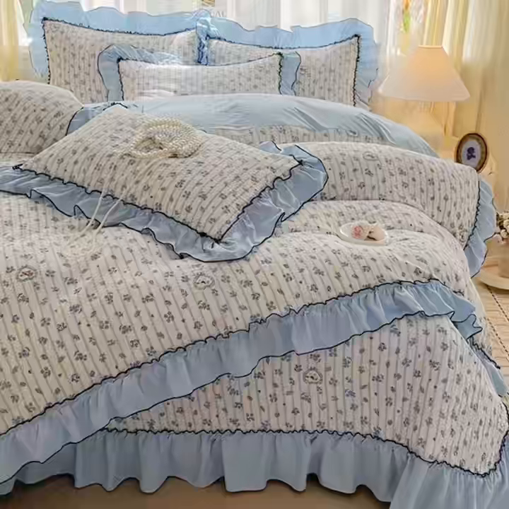 91家纺网 家纺一手货源 找家纺 妮恒美 2026新款法式床盖款四件套 兰亭序