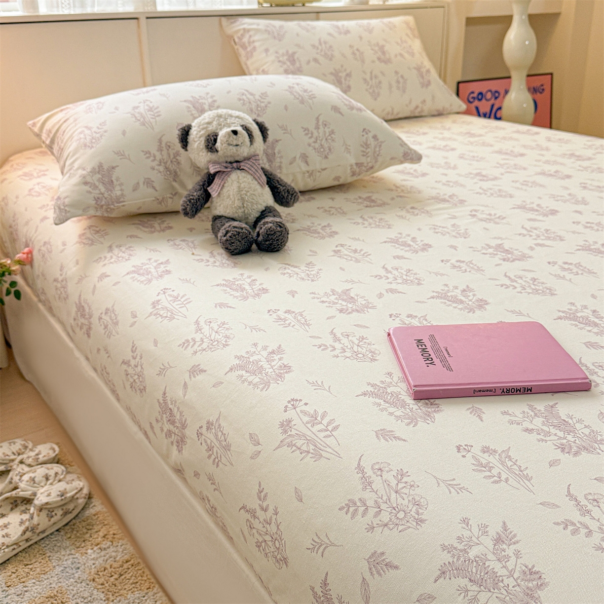 91家纺网 家纺一手货源 找家纺 名兮家居 2026春夏新款A类全棉纯棉老粗布床笠 床笠单件 紫雾