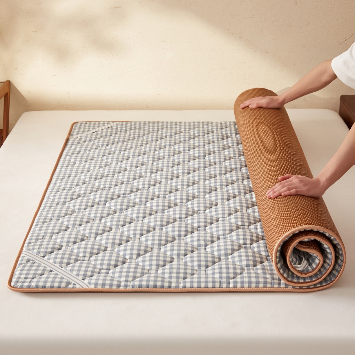 91家纺网 家纺一手货源 找家纺 （总）缦吉 2026新款藤席冰藤凉席多功能床垫榻榻米床护垫床褥双人加厚垫