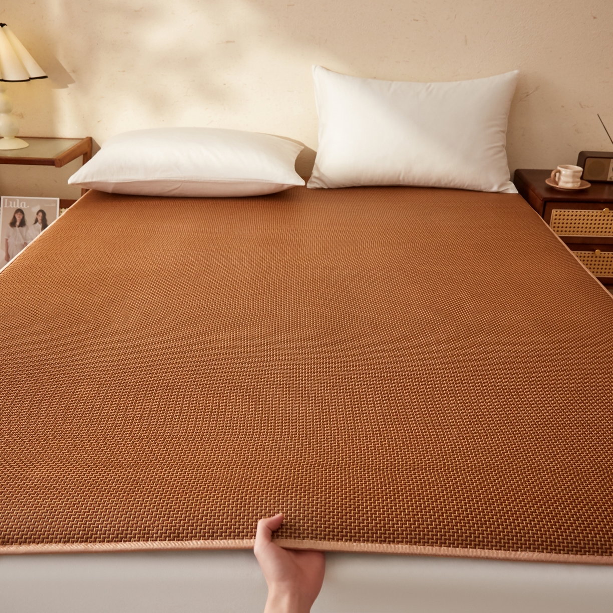 （总）缦吉 2026新款藤席冰藤凉席多功能床垫榻榻米床护垫床褥双人加厚垫