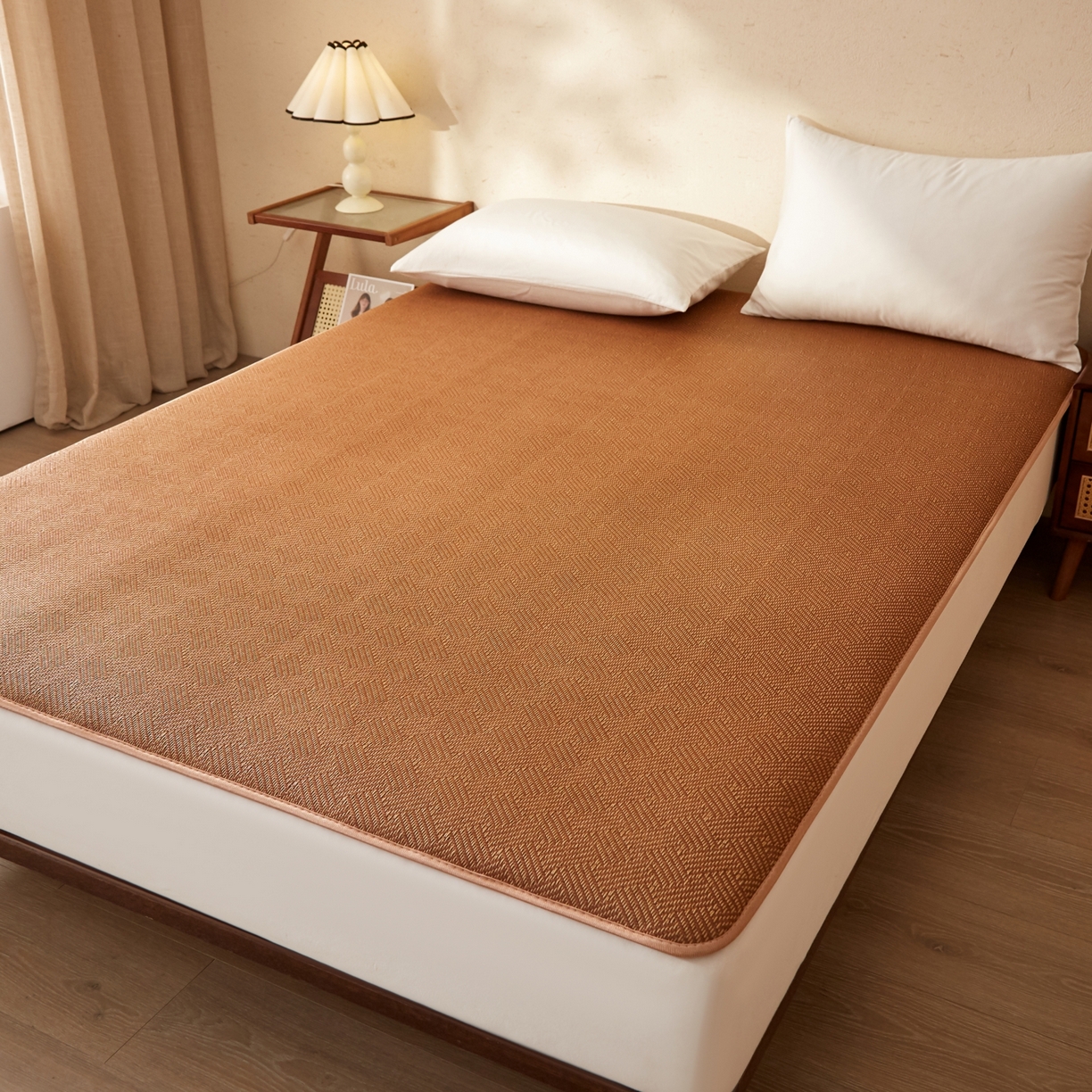 91家纺网 家纺一手货源 找家纺 缦吉 2026新款藤席冰藤凉席多功能床垫榻榻米床护垫床褥双人加厚垫 饼干花