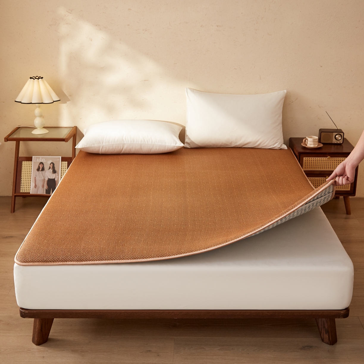 91家纺网 家纺一手货源 找家纺 缦吉 2026新款藤席冰藤凉席多功能床垫榻榻米床护垫床褥双人加厚垫 饼干花