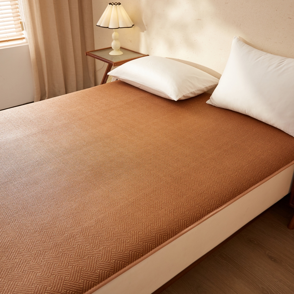 91家纺网 家纺一手货源 找家纺 缦吉 2026新款藤席冰藤凉席多功能床垫榻榻米床护垫床褥双人加厚垫 饼干花