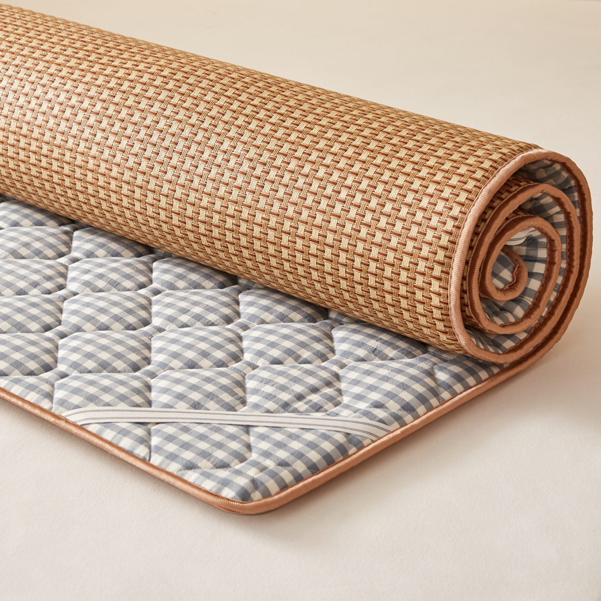 91家纺网 家纺一手货源 找家纺 缦吉 2026新款藤席冰藤凉席多功能床垫榻榻米床护垫床褥双人加厚垫 玉米格