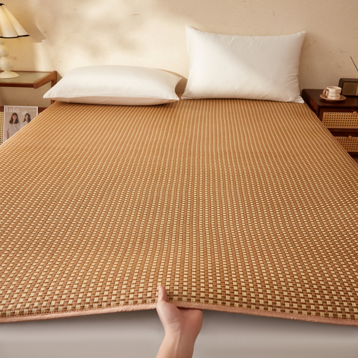 缦吉 2026新款藤席冰藤凉席多功能床垫榻榻米床护垫床褥双人加厚垫 玉米格