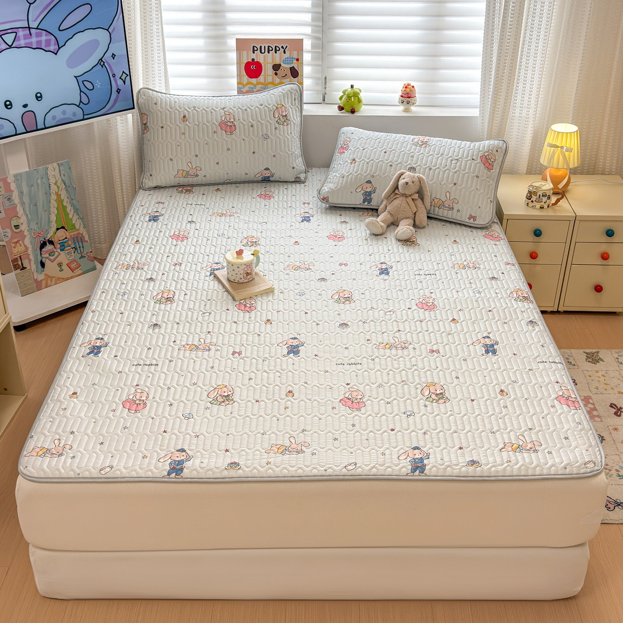 91家纺网 家纺一手货源 找家纺 慕尚家纺 2026新款乳胶凉席夏被空调被夏凉被套装组合 疯狂动物