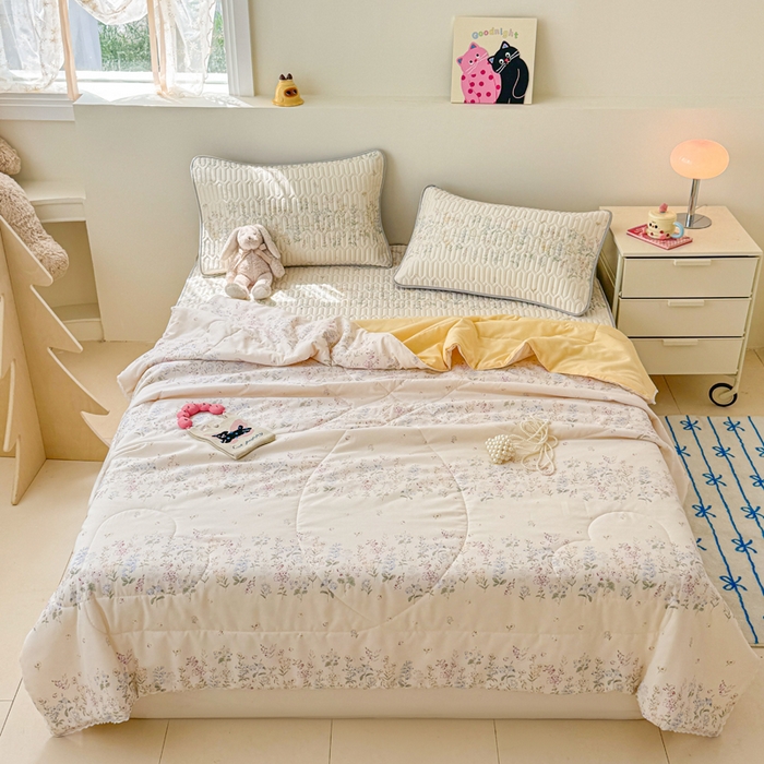 91家纺网 家纺一手货源 找家纺 慕尚家纺 2026新款乳胶凉席夏被空调被夏凉被套装组合 冰心