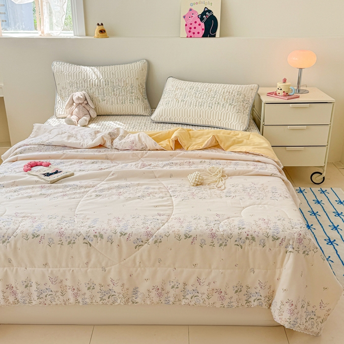 91家纺网 家纺一手货源 找家纺 慕尚家纺 2026新款乳胶凉席夏被空调被夏凉被套装组合 冰心