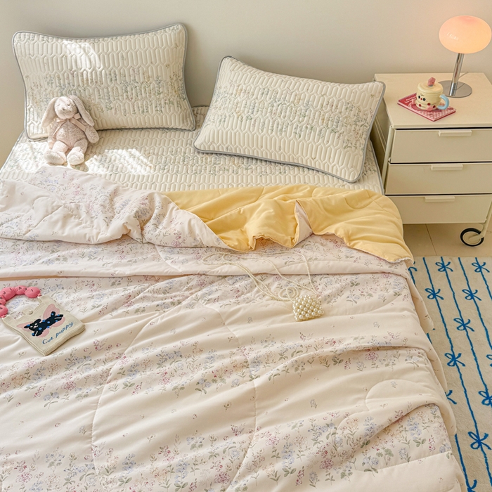 91家纺网 家纺一手货源 找家纺 慕尚家纺 2026新款乳胶凉席夏被空调被夏凉被套装组合 冰心