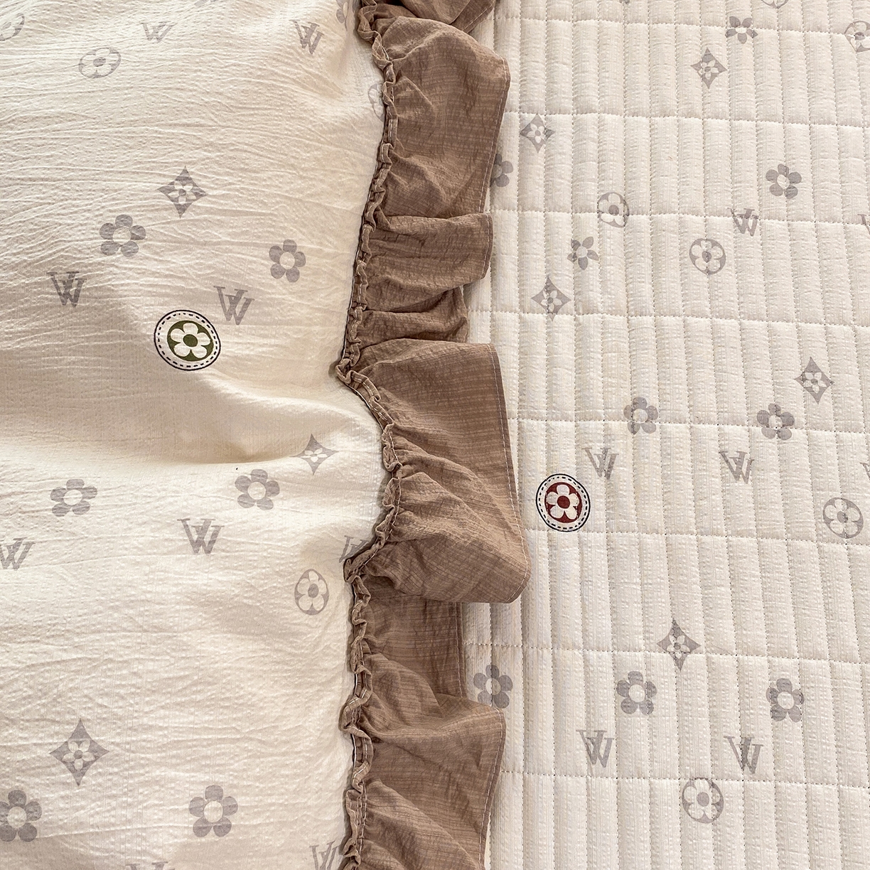 眠势力 2026新款韩版双层纱花边被套云感皱皱纱被罩带花边 向云端