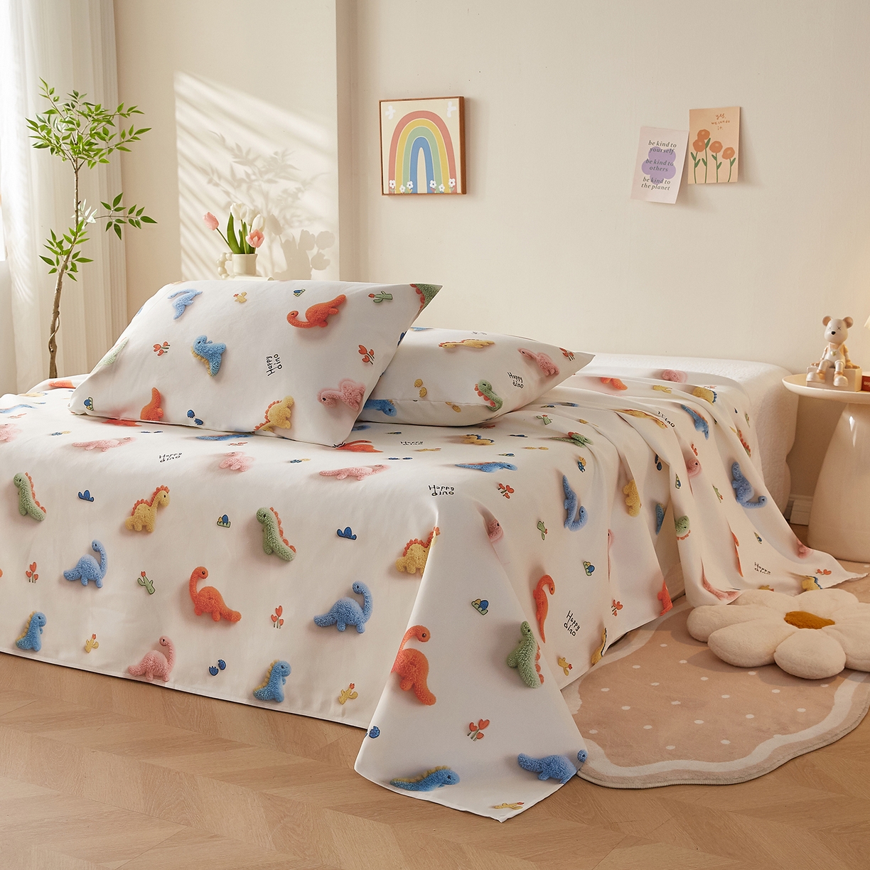 91家纺网 家纺一手货源 找家纺 家品罗兰 2026新款数码印花5D加厚老粗布床单单件双人家用特厚被单三件套学生宿舍床单凉席 彩萌龙园