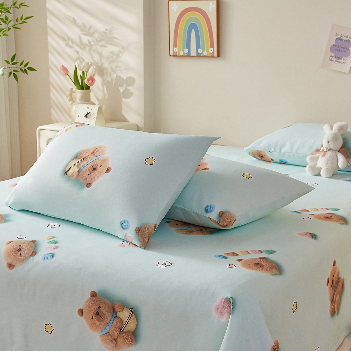 91家纺网 家纺一手货源 找家纺 家品罗兰 2026新款数码印花5D加厚老粗布床单单件双人家用特厚被单三件套学生宿舍床单凉席 清柠卡片