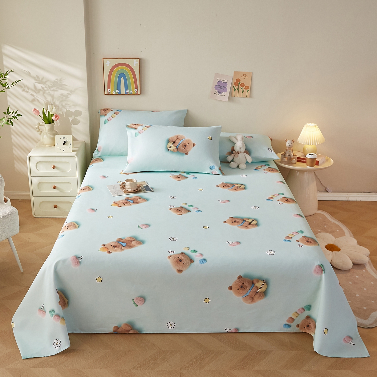 91家纺网 家纺一手货源 找家纺 家品罗兰 2026新款数码印花5D加厚老粗布床单单件双人家用特厚被单三件套学生宿舍床单凉席 清柠卡片