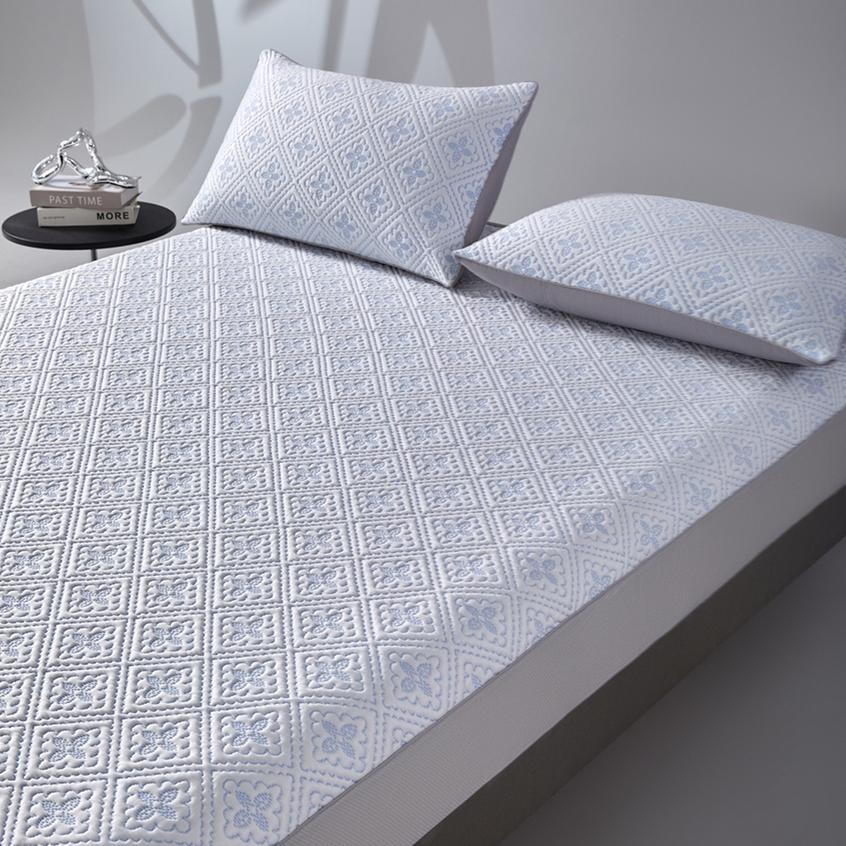 91家纺网 家纺一手货源 找家纺 （总）满座家居 2026新款乙纶高冰凉感高分子PE凉席床笠款冰丝席三件套