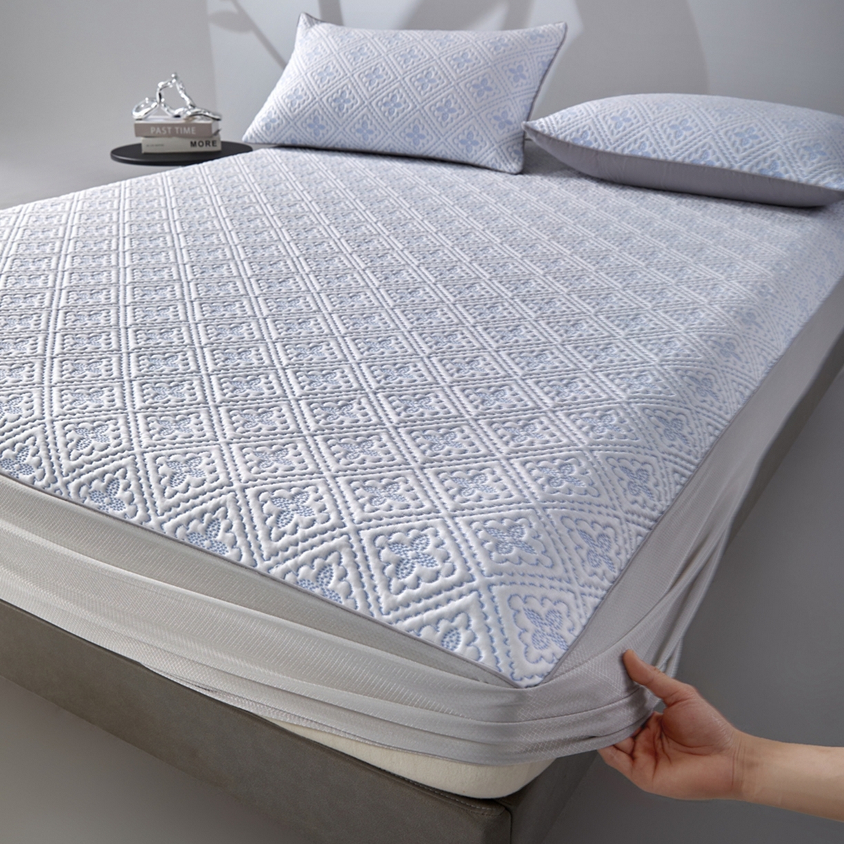 91家纺网 家纺一手货源 找家纺 （总）满座家居 2026新款乙纶高冰凉感高分子PE凉席床笠款冰丝席三件套