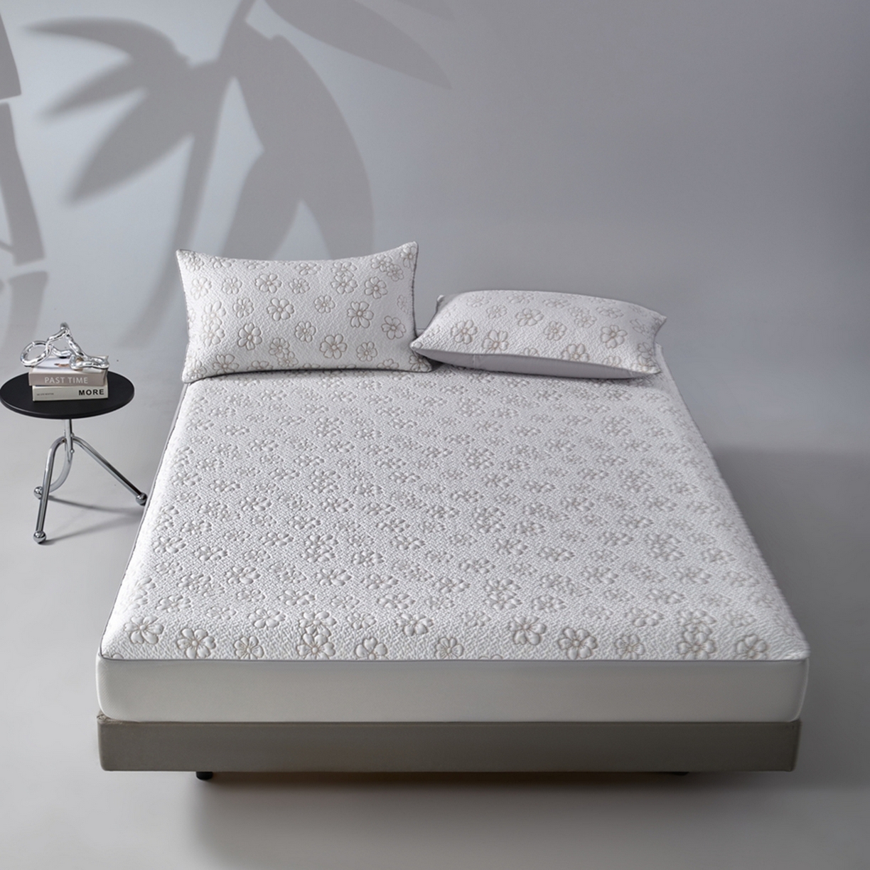 91家纺网 家纺一手货源 找家纺 满座家居 2026新款乙纶高冰凉感高分子PE凉席床笠款冰丝席三件套 朝禾