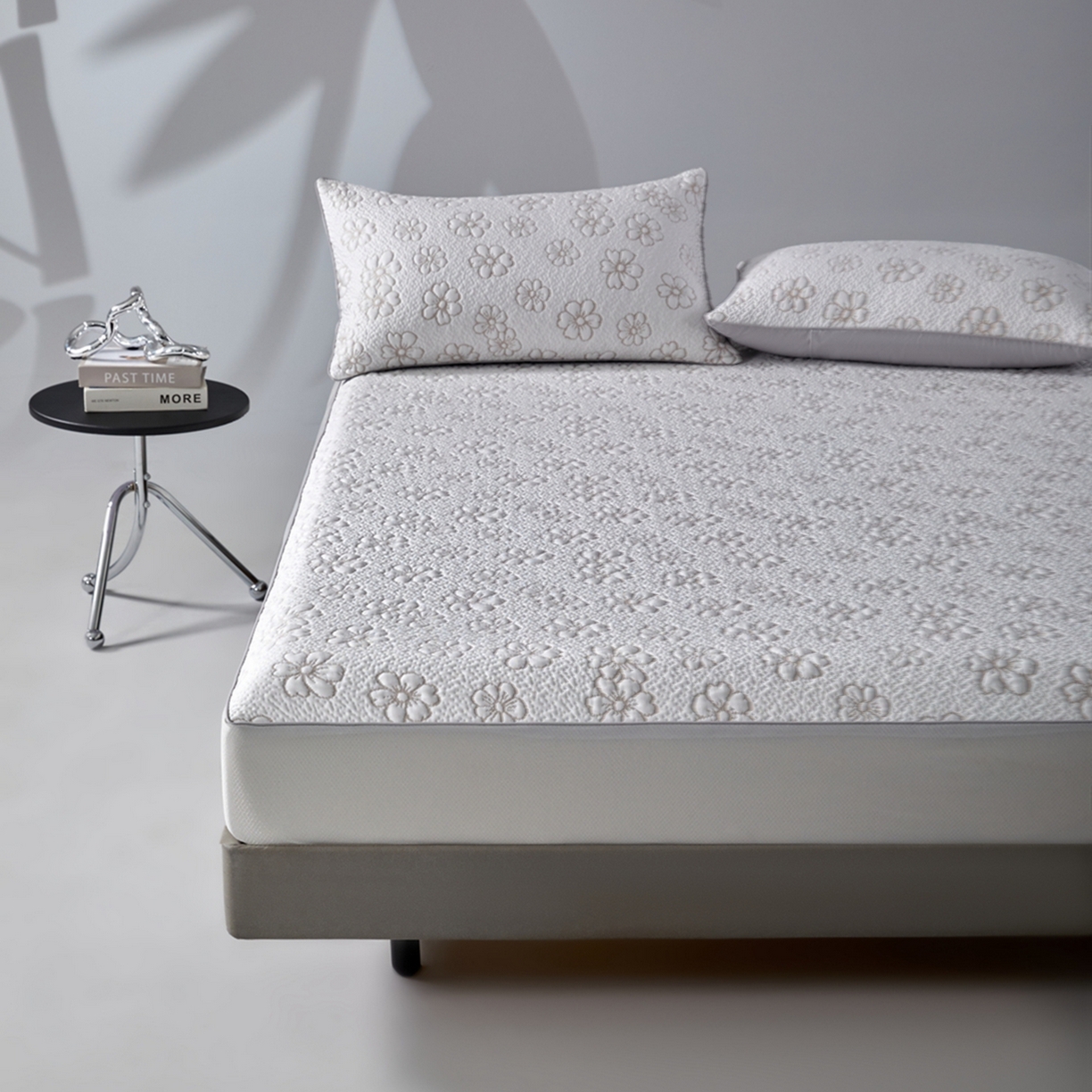 91家纺网 家纺一手货源 找家纺 满座家居 2026新款乙纶高冰凉感高分子PE凉席床笠款冰丝席三件套 朝禾