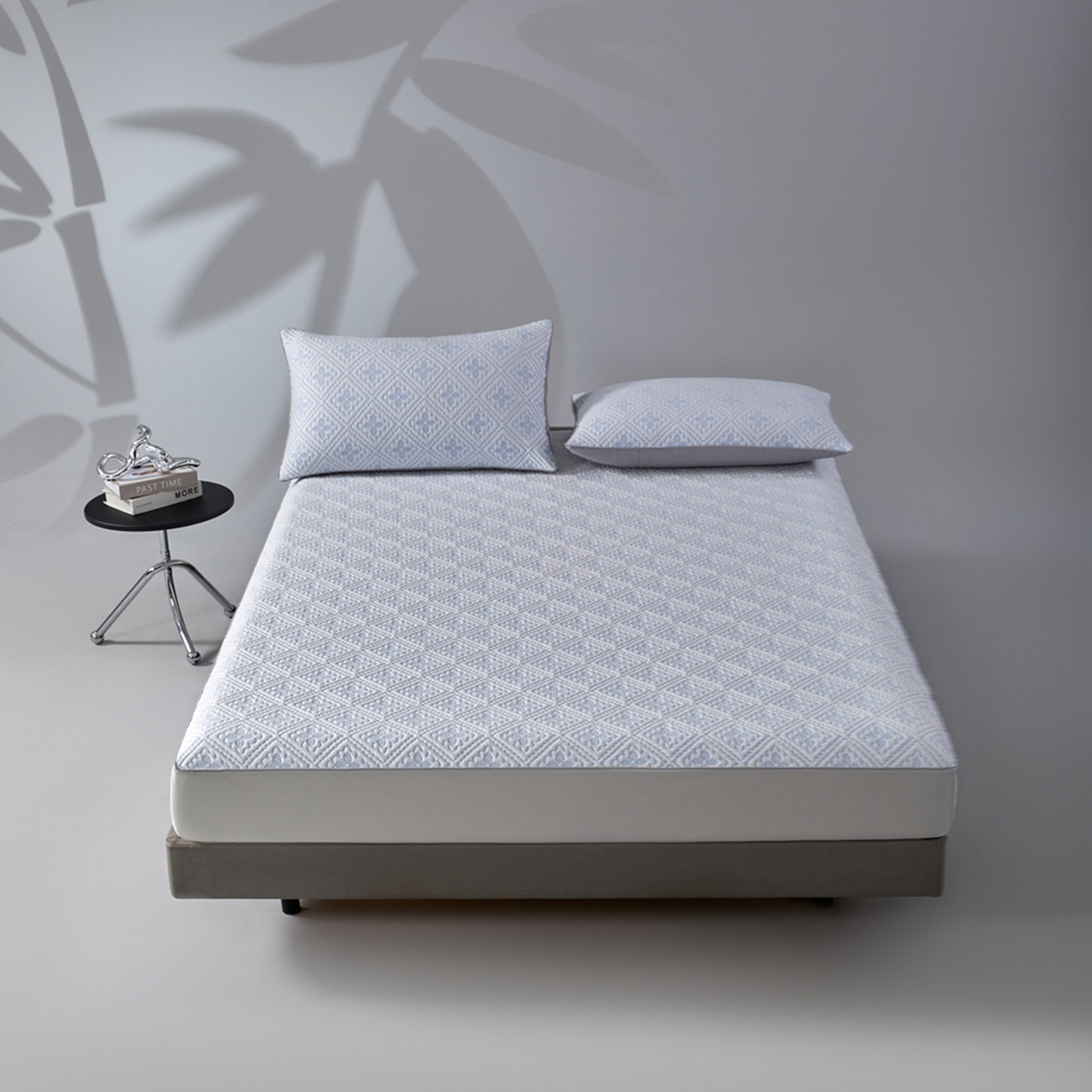 91家纺网 家纺一手货源 找家纺 满座家居 2026新款乙纶高冰凉感高分子PE凉席床笠款冰丝席三件套 芸禧