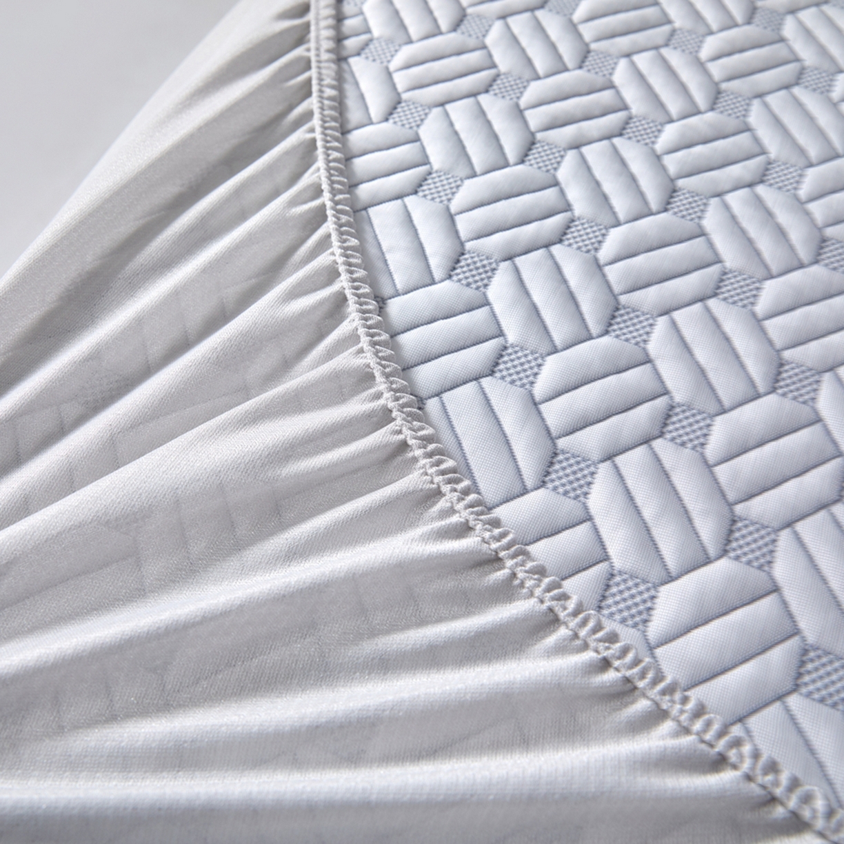 91家纺网 家纺一手货源 找家纺 满座家居 2026新款乙纶高冰凉感高分子PE凉席床笠款冰丝席三件套 清澜