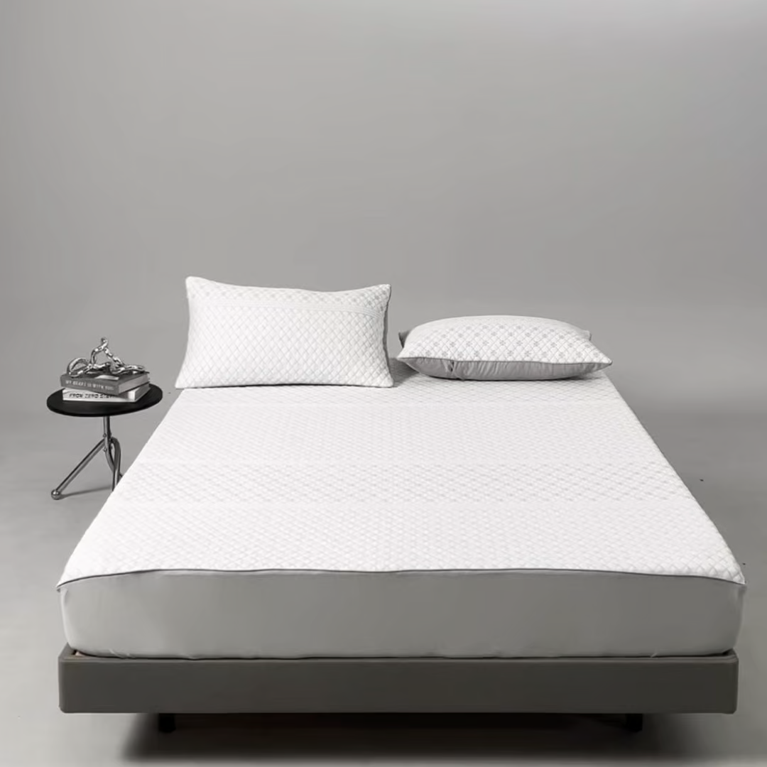 91家纺网 家纺一手货源 找家纺 满座家居 2026新款乙纶高冰凉感高分子PE凉席床笠款冰丝席三件套 铂雅