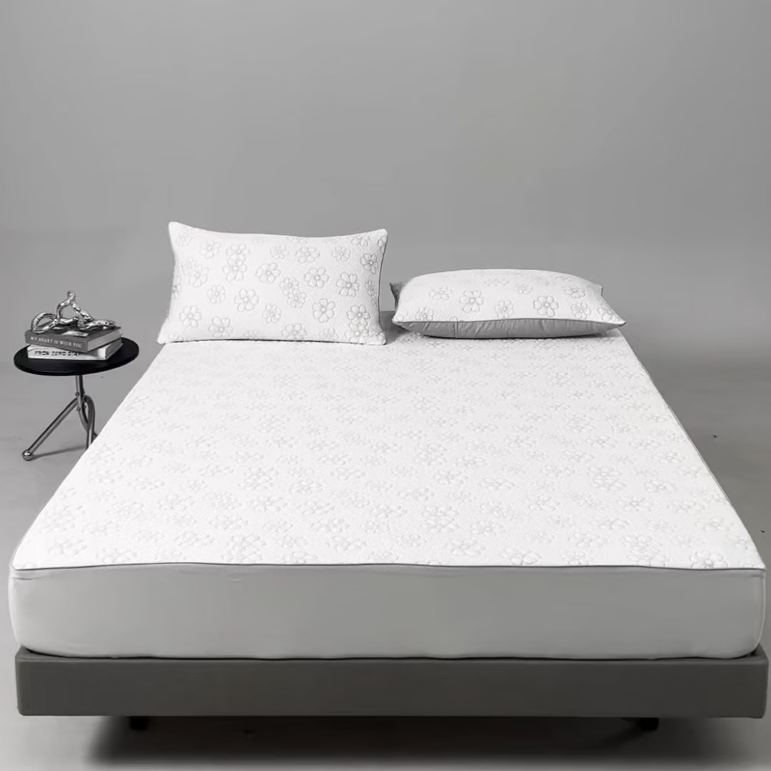 91家纺网 家纺一手货源 找家纺 满座家居 2026新款乙纶高冰凉感高分子PE凉席床笠款冰丝席三件套 朝禾