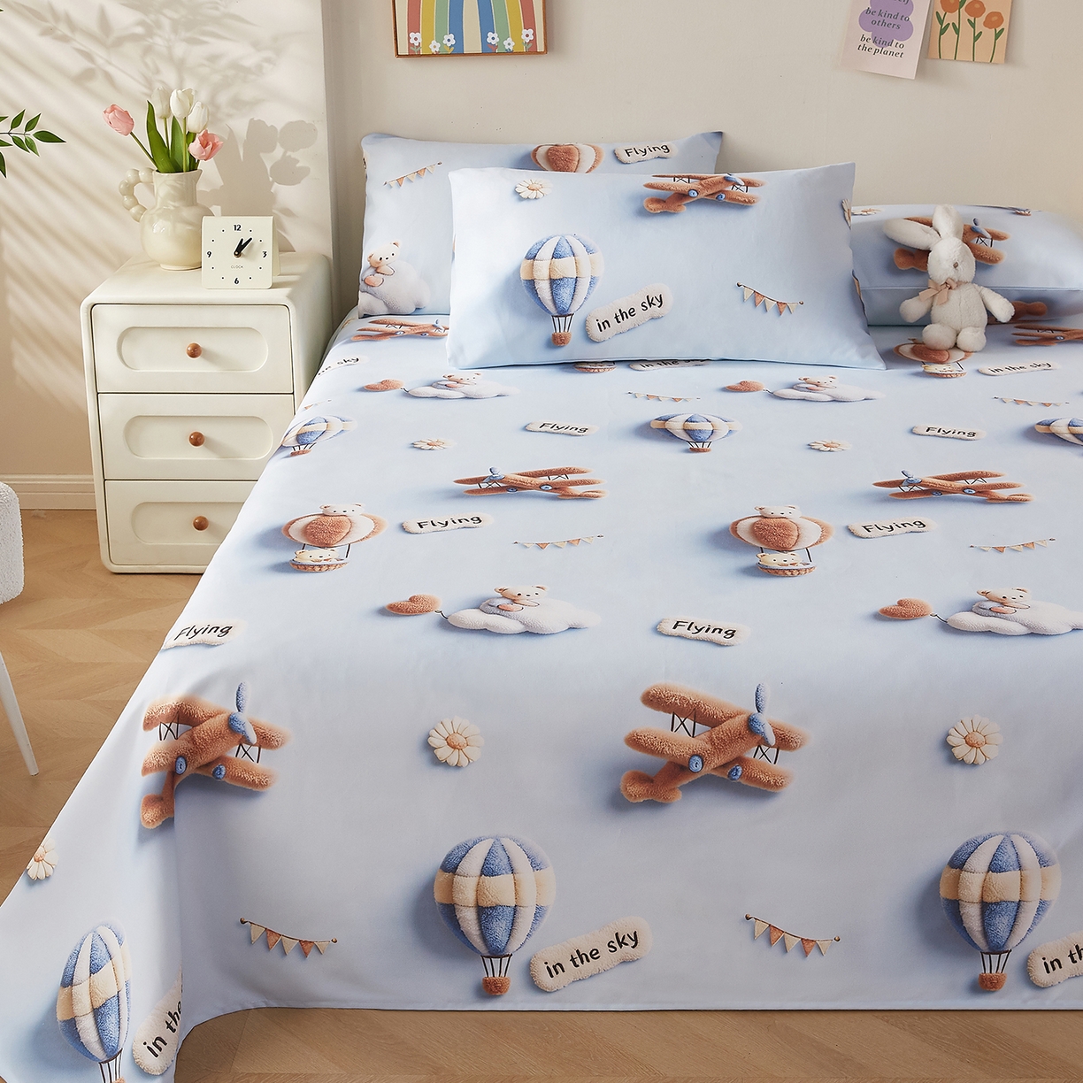 91家纺网 家纺一手货源 找家纺 家品罗兰 2026新款数码印花5D加厚老粗布床单单件双人家用特厚被单三件套学生宿舍床单凉席 飞行中队