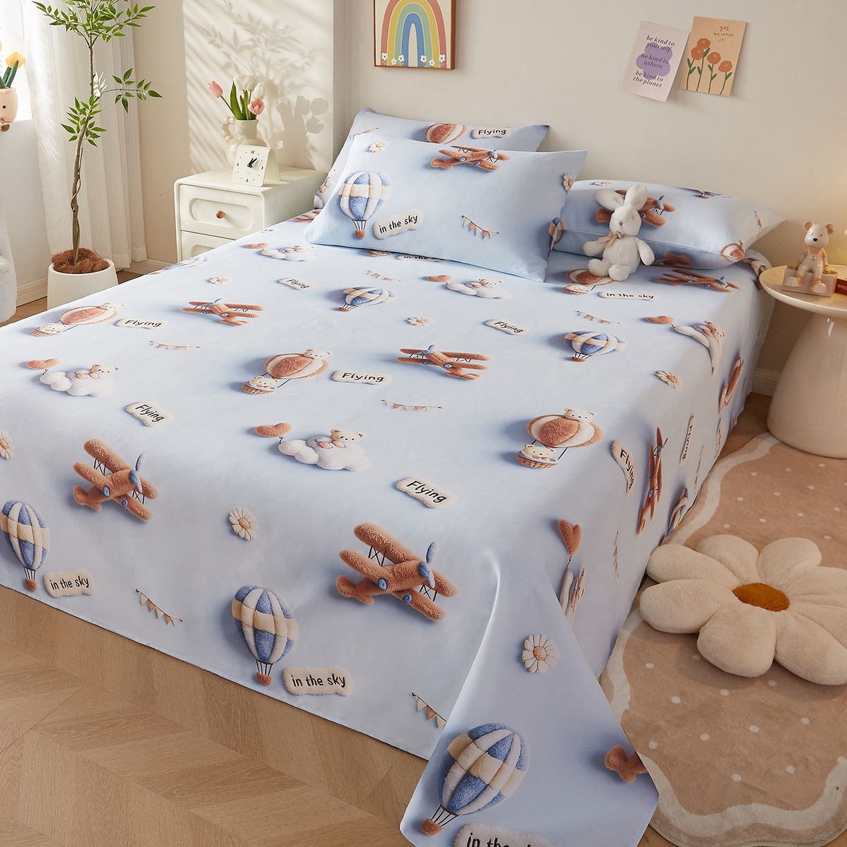 91家纺网 家纺一手货源 找家纺 家品罗兰 2026新款数码印花5D加厚老粗布床单单件双人家用特厚被单三件套学生宿舍床单凉席 飞行中队