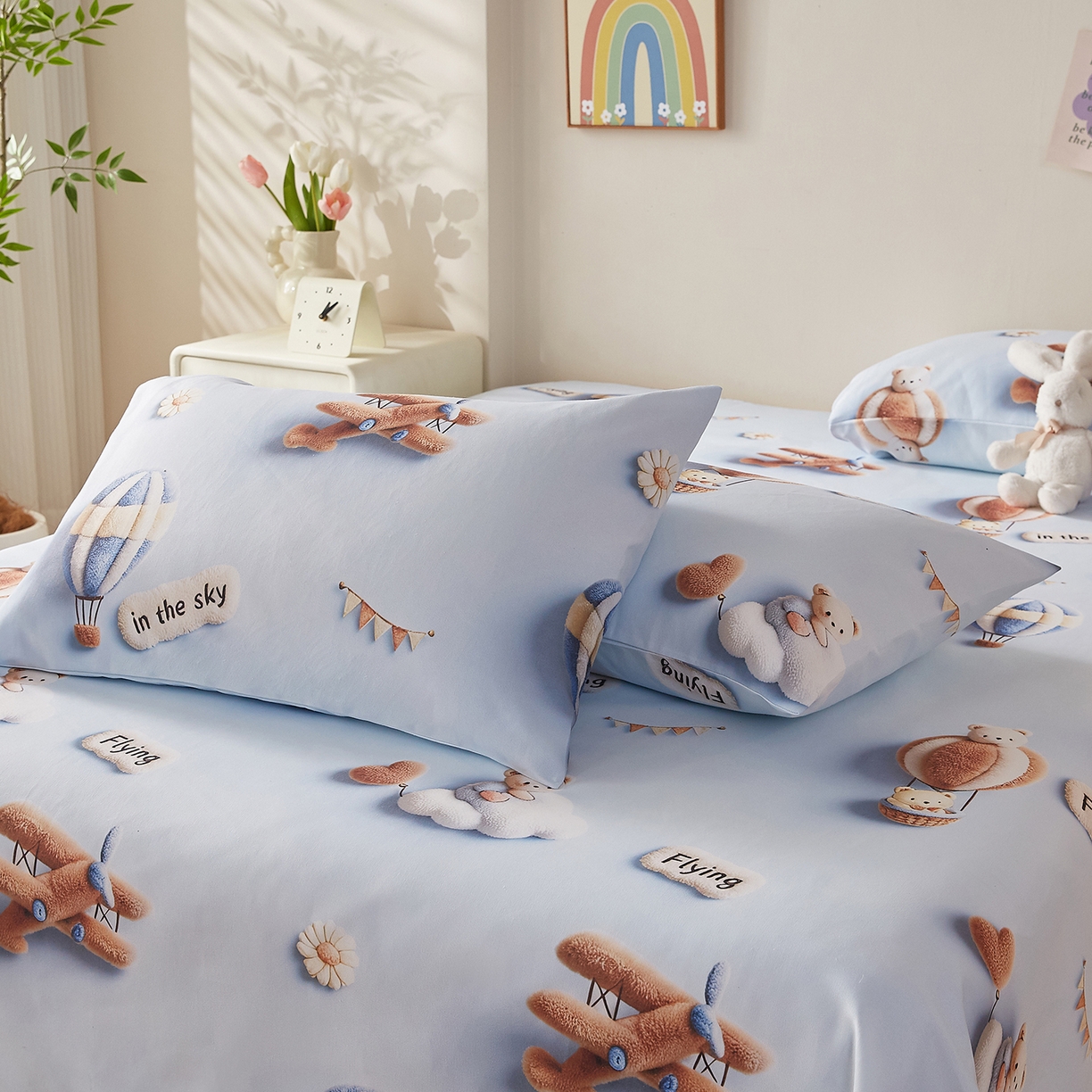 91家纺网 家纺一手货源 找家纺 家品罗兰 2026新款数码印花5D加厚老粗布床单单件双人家用特厚被单三件套学生宿舍床单凉席 飞行中队