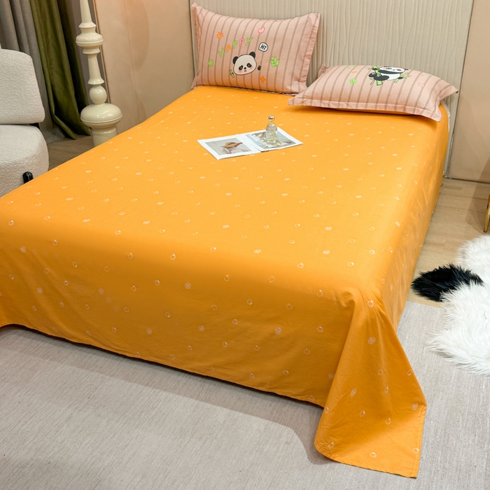 91家纺网 家纺一手货源 找家纺 红日子纺织品 2026新款13070全棉纯棉数码印花大版印花四件套 熊猫抱竹-桔