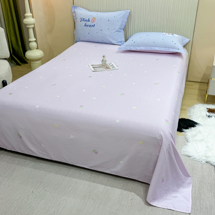 91家纺网 家纺一手货源 找家纺 红日子纺织品 2026新款13070全棉纯棉数码印花大版印花四件套 萌趣小兔-紫