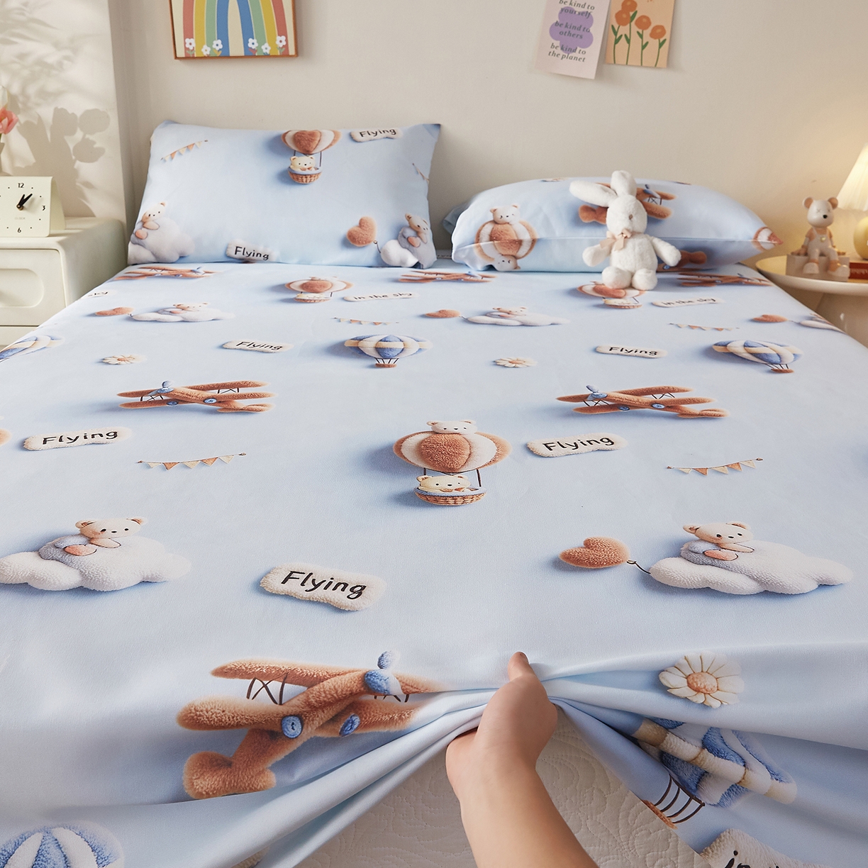 91家纺网 家纺一手货源 找家纺 家品罗兰 2026新款数码印花5D加厚老粗布床单单件双人家用特厚被单三件套学生宿舍床单凉席 飞行中队