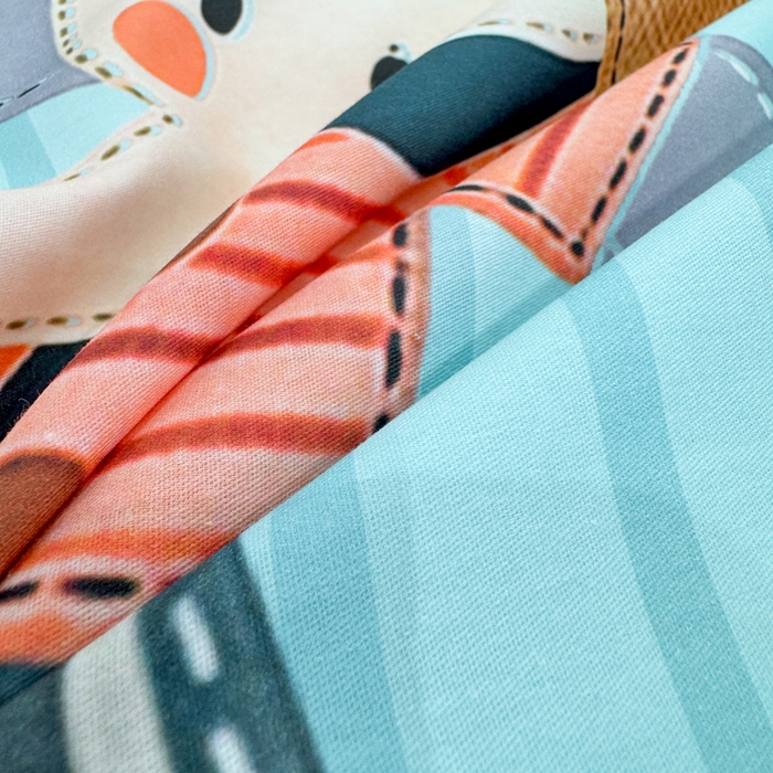 91家纺网 家纺一手货源 找家纺 红日子纺织品 2026新款13070全棉纯棉数码印花大版印花四件套 小象乐园-蓝