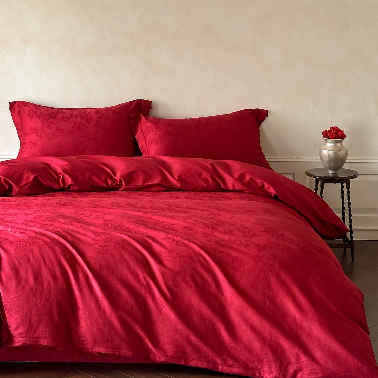 91家纺网 家纺一手货源 找家纺 （总）ONE TWO ONE 121 2026新款100s长绒棉全棉纯棉床上用品结婚四件套刺绣款-落日女神