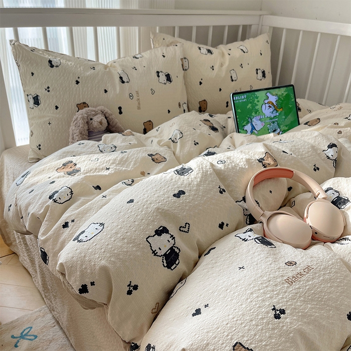 91家纺网 家纺一手货源 找家纺 （总）贝扬思家纺 2026新款高品质A类泡芙纱普通款四件套-110g-(软软糯糯小红书推荐~)