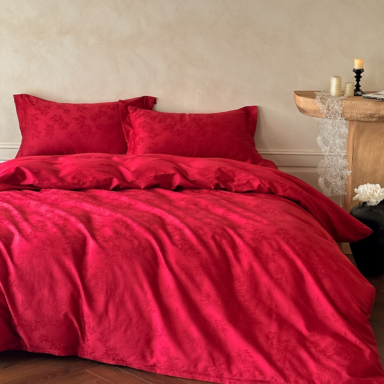 91家纺网 家纺一手货源 找家纺 （总）ONE TWO ONE 121 2026新款100s长绒棉全棉纯棉床上用品结婚四件套刺绣款-落日女神