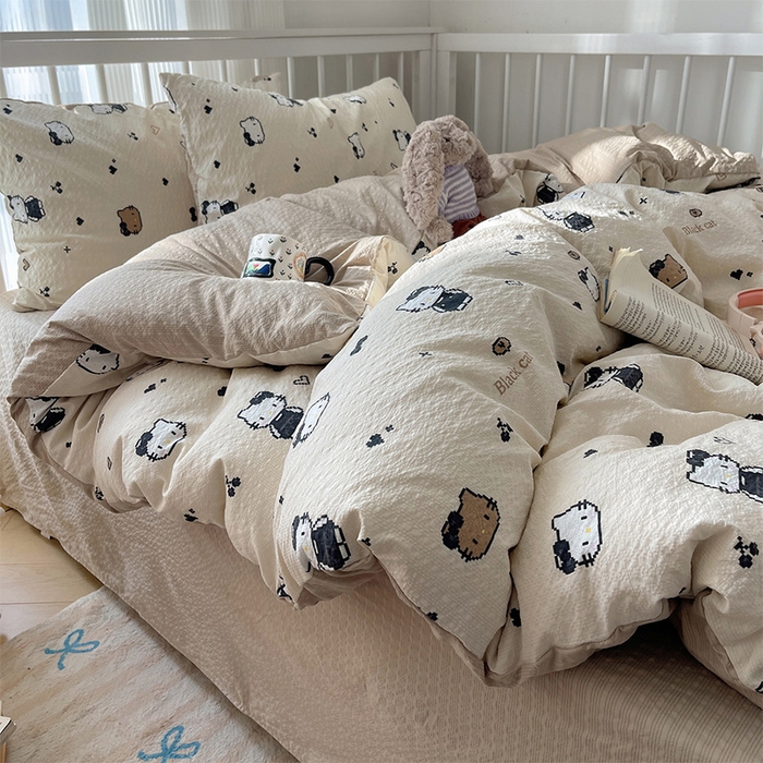 91家纺网 家纺一手货源 找家纺 （总）贝扬思家纺 2026新款高品质A类泡芙纱普通款四件套-110g-(软软糯糯小红书推荐~)