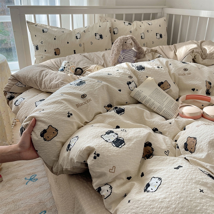 91家纺网 家纺一手货源 找家纺 （总）贝扬思家纺 2026新款高品质A类泡芙纱普通款四件套-110g-(软软糯糯小红书推荐~)