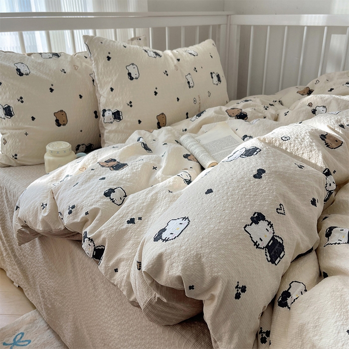 91家纺网 家纺一手货源 找家纺 （总）贝扬思家纺 2026新款高品质A类泡芙纱普通款四件套-110g-(软软糯糯小红书推荐~)