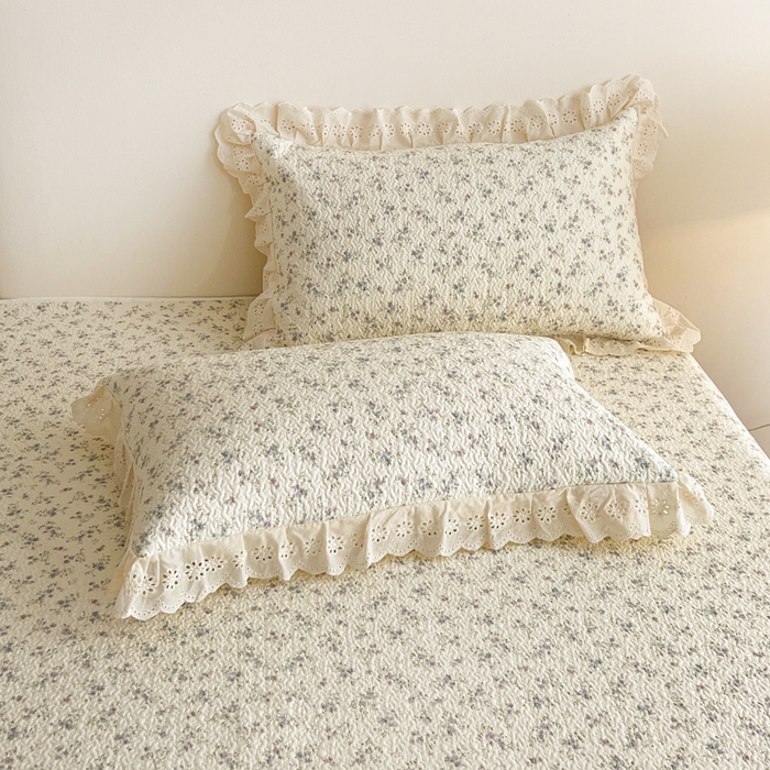 91家纺网 家纺一手货源 找家纺 （总）羽爱家纺 2026新款全棉水洗韩版花边床盖四件套