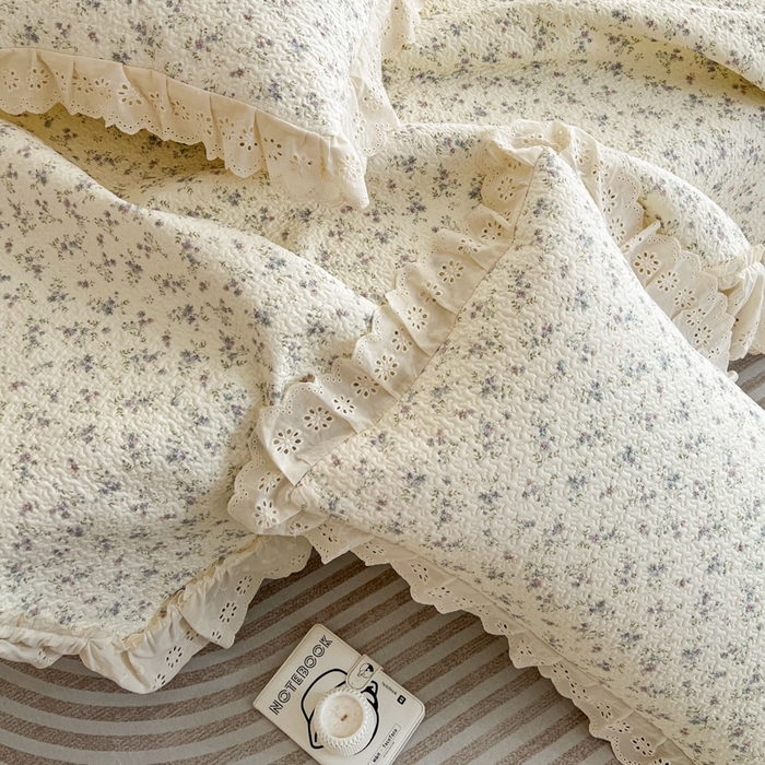 91家纺网 家纺一手货源 找家纺 （总）羽爱家纺 2026新款全棉水洗韩版花边床盖四件套