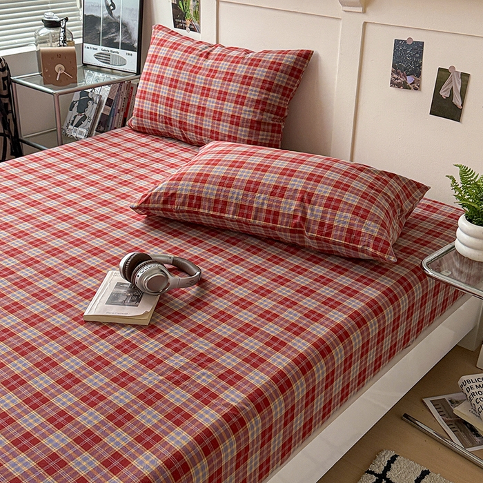 91家纺网 家纺一手货源 找家纺 大柏树 2026新款全棉纯棉水洗棉单床笠单品床笠床笠单件 布雷红