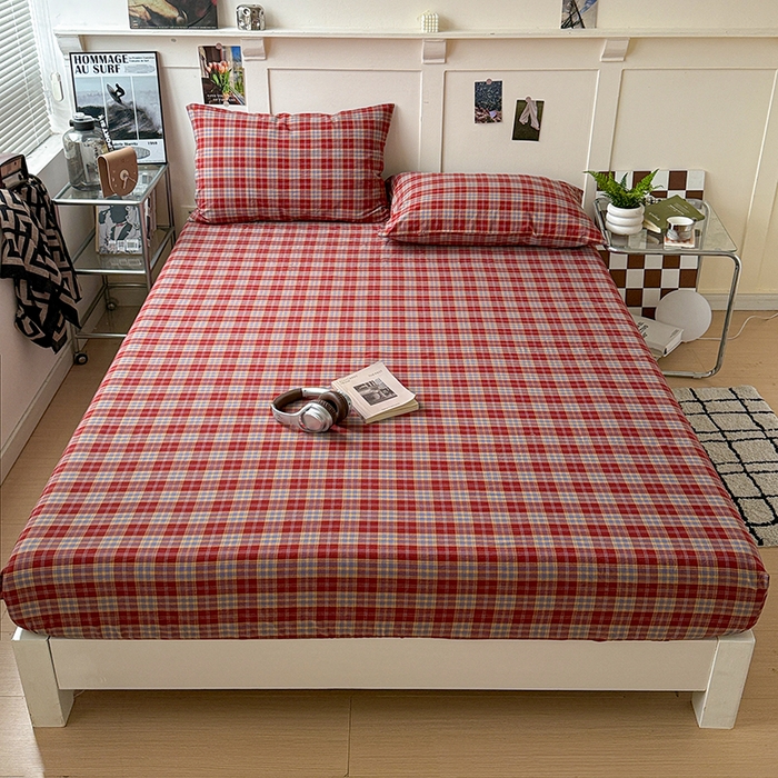 91家纺网 家纺一手货源 找家纺 大柏树 2026新款全棉纯棉水洗棉单床笠单品床笠床笠单件 布雷红