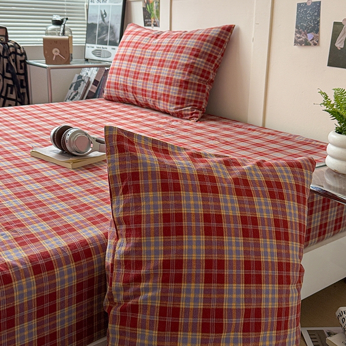 91家纺网 家纺一手货源 找家纺 大柏树 2026新款全棉纯棉水洗棉单床笠单品床笠床笠单件 布雷红