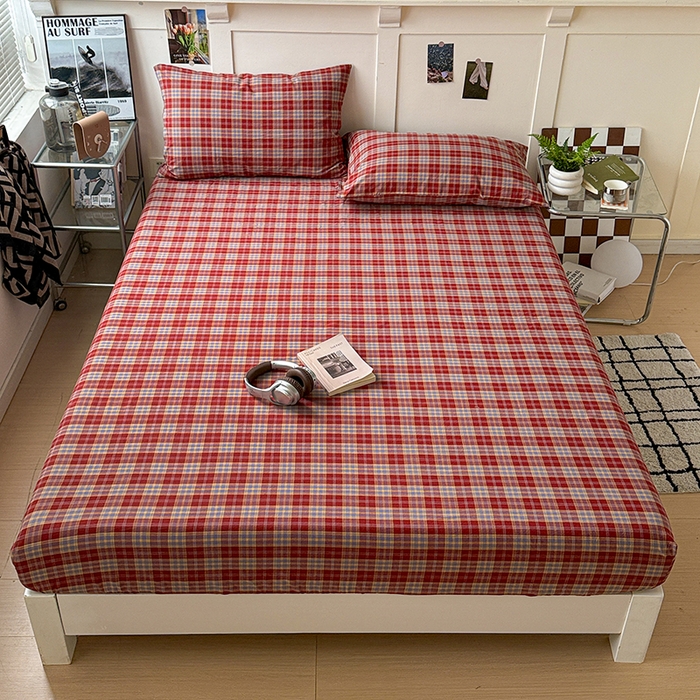 91家纺网 家纺一手货源 找家纺 大柏树 2026新款全棉纯棉水洗棉单床笠单品床笠床笠单件 布雷红