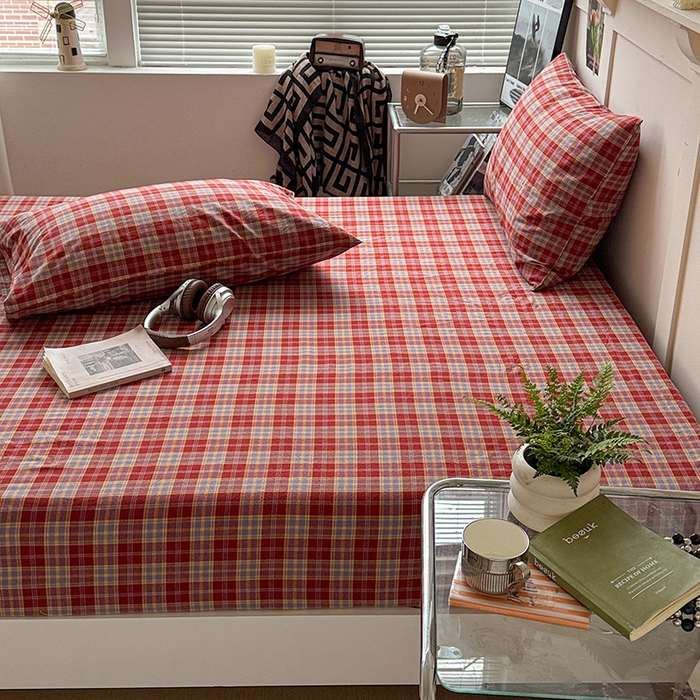 91家纺网 家纺一手货源 找家纺 大柏树 2026新款全棉纯棉水洗棉单床笠单品床笠床笠单件 布雷红