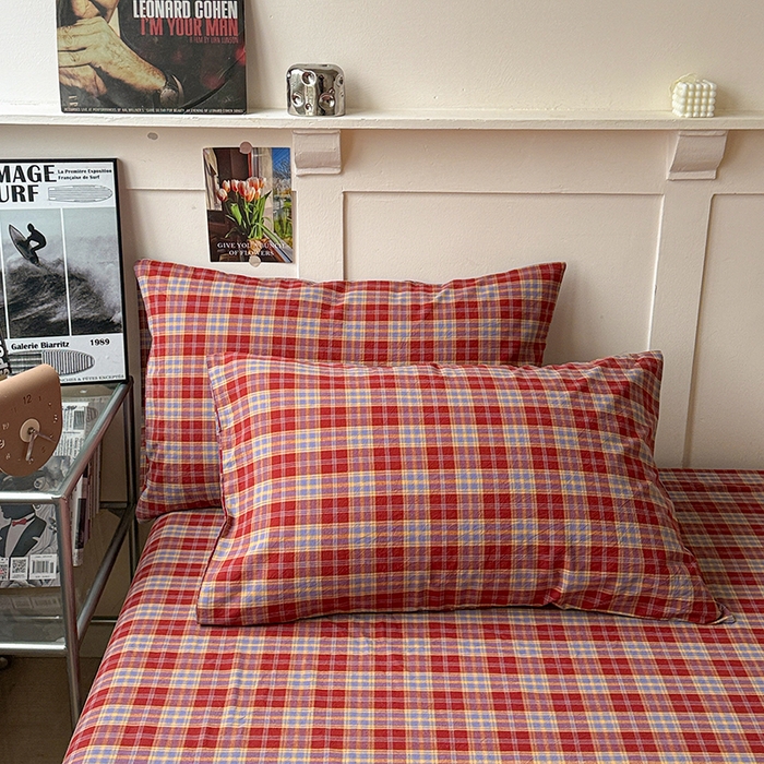 91家纺网 家纺一手货源 找家纺 大柏树 2026新款全棉纯棉水洗棉单床笠单品床笠床笠单件 布雷红