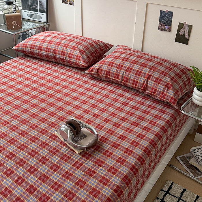 91家纺网 家纺一手货源 找家纺 大柏树 2026新款全棉纯棉水洗棉单床笠单品床笠床笠单件 布雷红