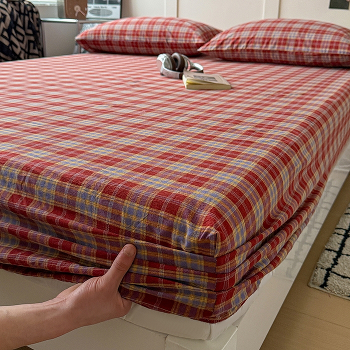 91家纺网 家纺一手货源 找家纺 大柏树 2026新款全棉纯棉水洗棉单床笠单品床笠床笠单件 布雷红