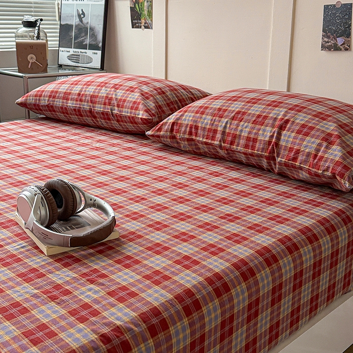 91家纺网 家纺一手货源 找家纺 大柏树 2026新款全棉纯棉水洗棉单床笠单品床笠床笠单件 布雷红