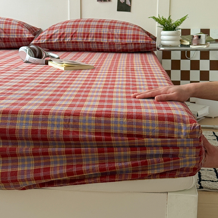 91家纺网 家纺一手货源 找家纺 大柏树 2026新款全棉纯棉水洗棉单床笠单品床笠床笠单件 布雷红